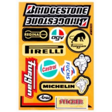 Jeu d'autocollants sponsor AGV/Arai/Bridgestone/Castrol/Pirelli/Regina 12 pièces Falko