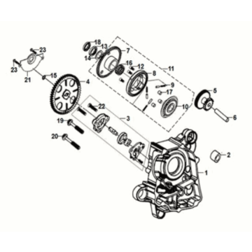 R. crank case & oil pump assy Sym Fiddle IV 125i AC CBS E5 2020-2021