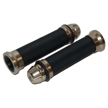 Poignée d'équilibre+poids d'équilibre aspect cuir conique noir/aluminium DMP