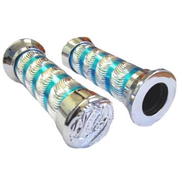 Poignées à rayures universelles chromées/bleues DMP