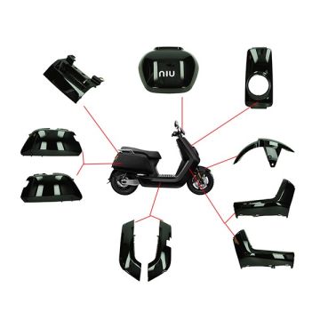 Kit de carénage noir brillant série Niu N DMP 10 pièces