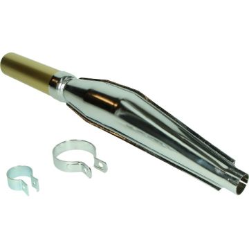 Silencieux d'échappement cross 28mm, raccord avec support (expansion) chrome/or Jamarcol cyclomoteur universel Kreidler/Zundapp/Puch