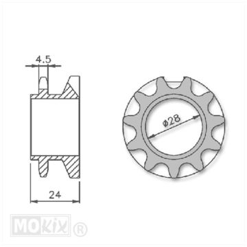PIGNON DE TRANSMISSION PEUGEOT 103 SP/MVL 13 dents IGM