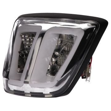 Feu arrière Power 1 LED Tube Vespa Primavera/Sprint  verre transparent/bord de feu arrière noir mat (marquage CE)