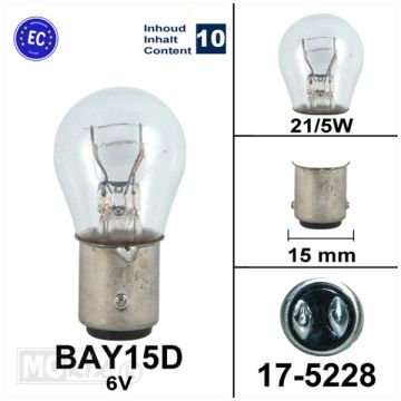 AMPOULE BAY15D 6 V 21/5W FLOSSER CE (10)