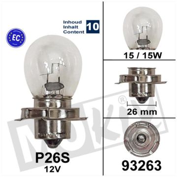 Lampe S3 P26S 12V 15W collier 10 pièces-93263