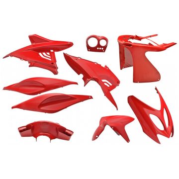 Kit carénage Yamaha Aerox / MBK Nitro  <-2012 rouge Ferrari 9 pièces