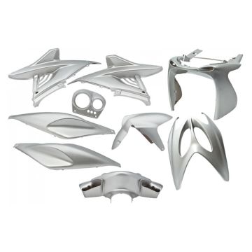 Kit carénage Yamaha Aerox / MBK Nitro  <-2012 métallique argent 9 pièces