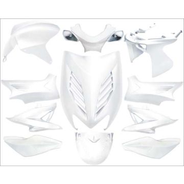 Kit carénage DMP 11 pièces MBK Nitro (YQ50/L/2 temps) Aerox (YQ50/L/2 temps) blanc