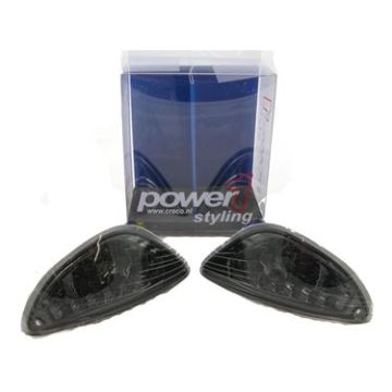 Paire de clignotants arrière Power 1 LED  (marquage CE)- Vespa LX/LXV/S - fumé/fumé noir  verre transparent
