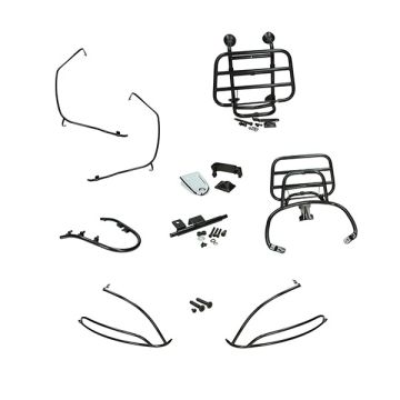 Kit Crashbar complet avec bagages avant et arrière de qualité A Vespa Primavera/Sprint noir taille 5 pièces