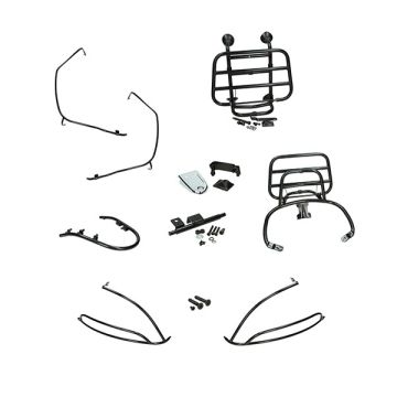 Kit Crashbar complet avec bagages avant et arrière de qualité A Vespa Primavera/Sprint noir brillant 5 pièces