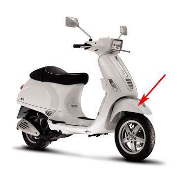 Garde boue avant Vespa S white monte 544 original 66653000br
