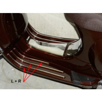 Jeu de bandes de marchepied chromées au lieu de caoutchouc DMP- Vespa LX/LXV/S 50-125-150 avant