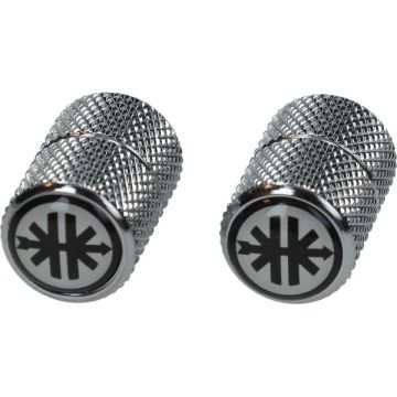 Jeu de bouchons de valve avec logo noir/blanc Kreidler chromé