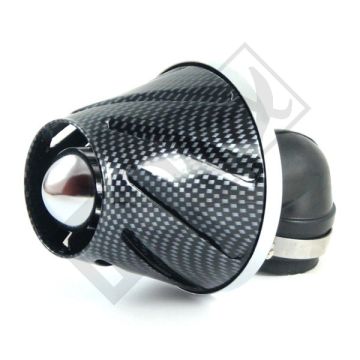 Filtre à air/powerfilter ouvert universel Helix 28/35mm, raccord de carburateur à un angle de 90 degrés, carbone