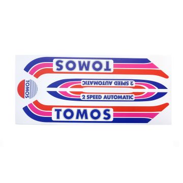 TOMOS Stickerset - transfer Tomos A3 oud model Rood / Paars / Blauw