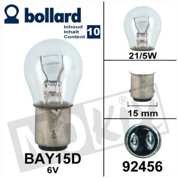Ampoule 6V 21/5W BAY15D 10 pièces