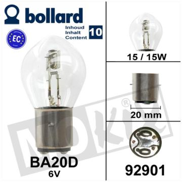 Ampoule couleur CE BA20D 6V 15/15W (10)