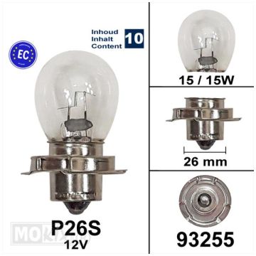 Lampe S3 P26S 12V 15W collier 10 pièces-93255