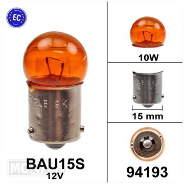 Ampoule 12V BAU15S 10W orange avec marquage CE