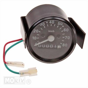 Horloge odomètre universelle ronde 60mm 80km/h modèle VDO noire Elec