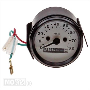 Horloge odomètre universelle ronde 60mm 80 km/h modèle VDO blanche Elec