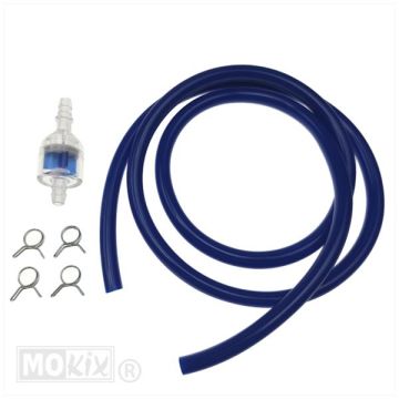 Kit tuyau de carburant/filtre diamètre 5x8 PVC bleu 100cm Supertec