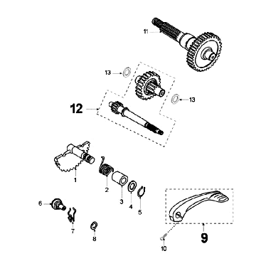 Arbres de transmission - Kickstarter Peugeot Jet Force LC Injection Rouge