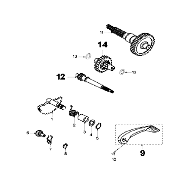 Arbres de transmission - Kickstarter Peugeot Speedfight 3 LC noir