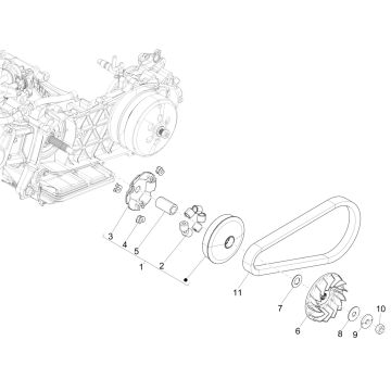 Poulie d'entraînement Vespa GTS 125 4 temps IE ABS Euro4 2016-2018