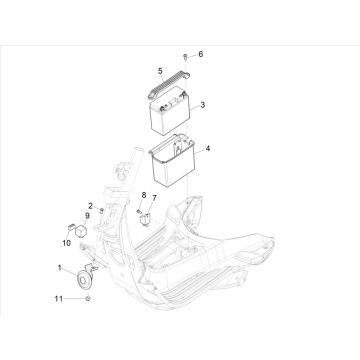Batterie - klaxon Vespa Primavera 4 temps 3V (injection euro5 IGET)