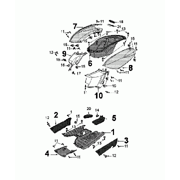 Carénages latéraux - Marche pieds - Coffre à casque Peugeot Kisbee satin flash  Euro 4
