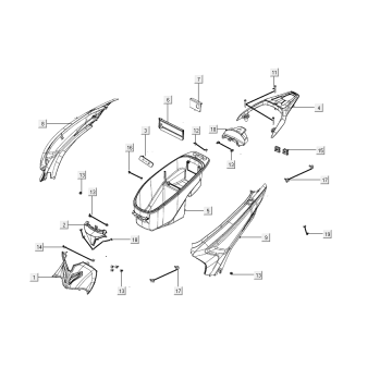 PIÈCES DE CAPUCHON ARRIÈRE Kymco People S 50i E4 Matt Grey