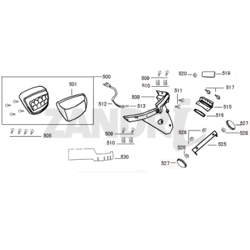 Capuchon de feu arrière Santini Capri bleu foncé