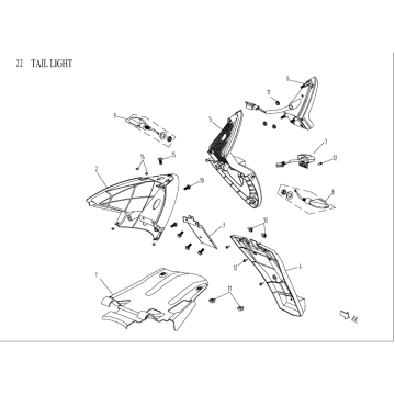 Feu arrière - Clignotants arrière China Venom 50 2T AC 50 4T vert