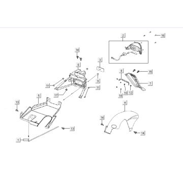Garde boue feu arrière Kymco Agility Fat 12' 4 temps noir long