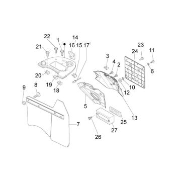 Cache batterie de garde-boue arrière Vespa Lx 25km 4 temps 2 soupapes bleu minuit 222