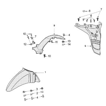 Garde-boue arrière - Garde boue avant Peugeot Tweet 4 temps