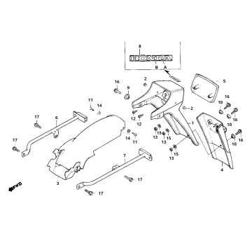 Pare-boue arrière intérieur et extérieur Honda MB50/MB80