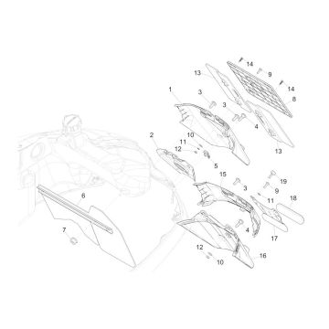 Garde boue arrière GTS 125 IE gris technique 742/B