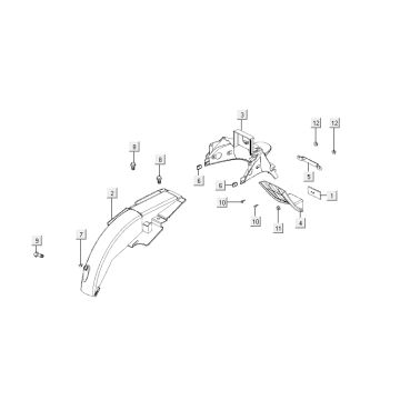 Garde boue arrière Kymco Activ 4 temps rouge-noir