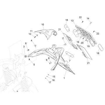 Garde-boue arrière Piaggio Medley 125 4T IE ABS E4 2016-2019 (EMEA)