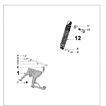 Télescope arrière et béquille Peugeot Kisbee RS Blanc
