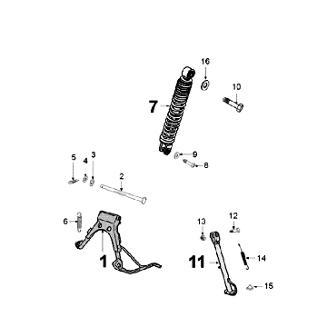 Télescope arrière et béquille Peugeot New Vivacity 2 temps bleu foncé