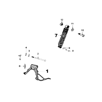 Télescope arrière et béquille Peugeot Speedfight 3 AC Rouge