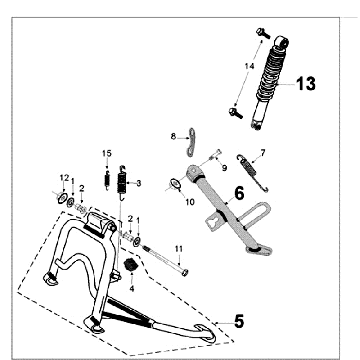 Télescope arrière et béquille Peugeot Tweet vieux noir