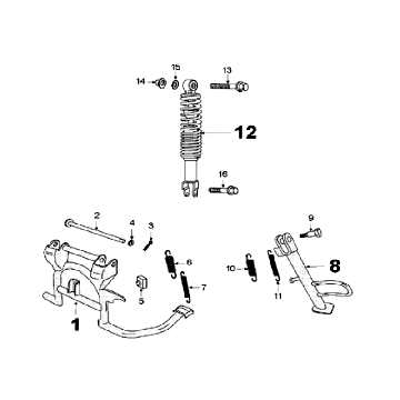 Télescope arrière et béquille Peugeot V-clic gris argent