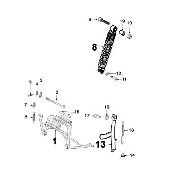 Béquille télescopique arrière Peugeot Ludix 14 noir