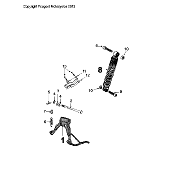 Ressort arrière et béquille Peugeot Citystar 50 Noir
